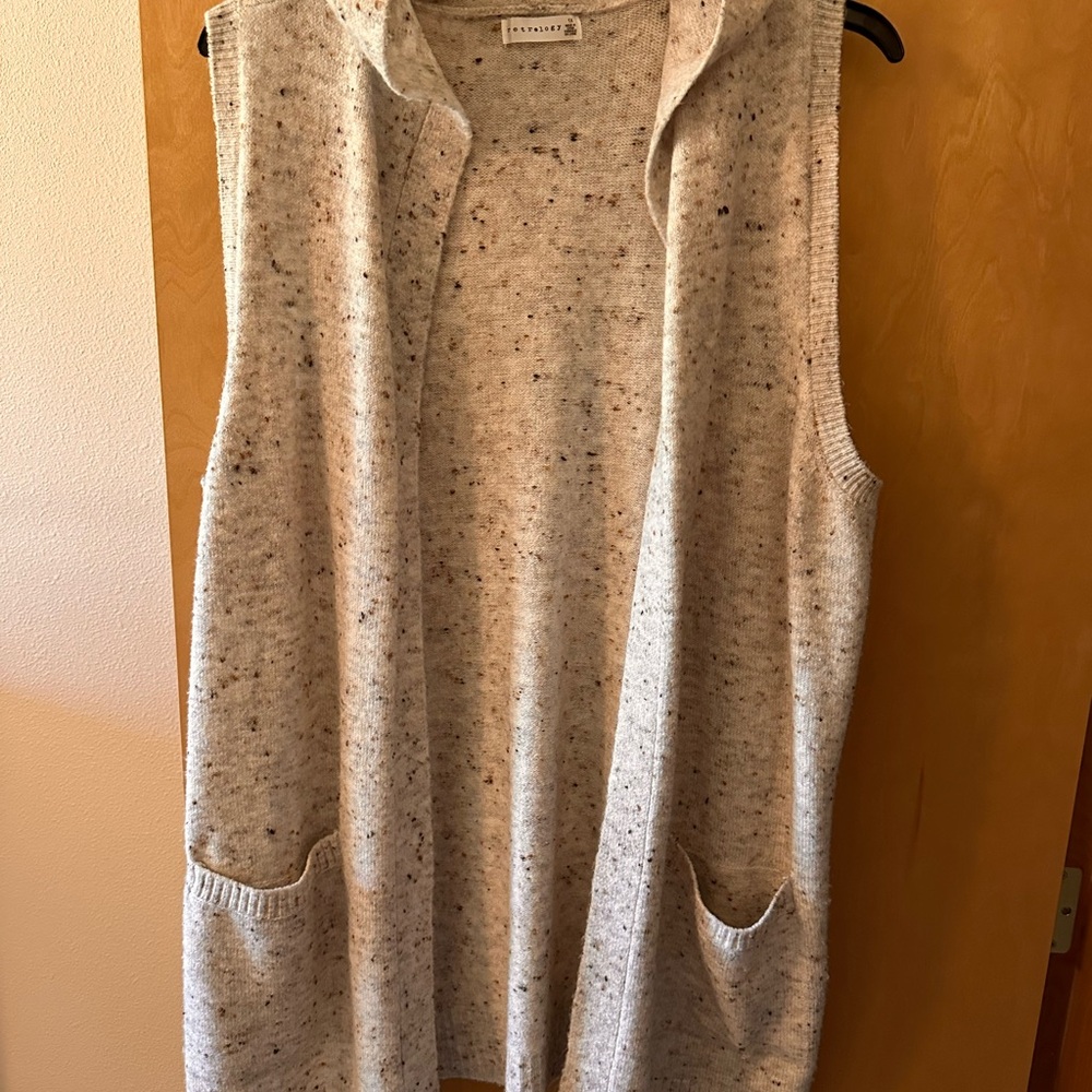 Cozy Speckled Sleeveless Cardigan